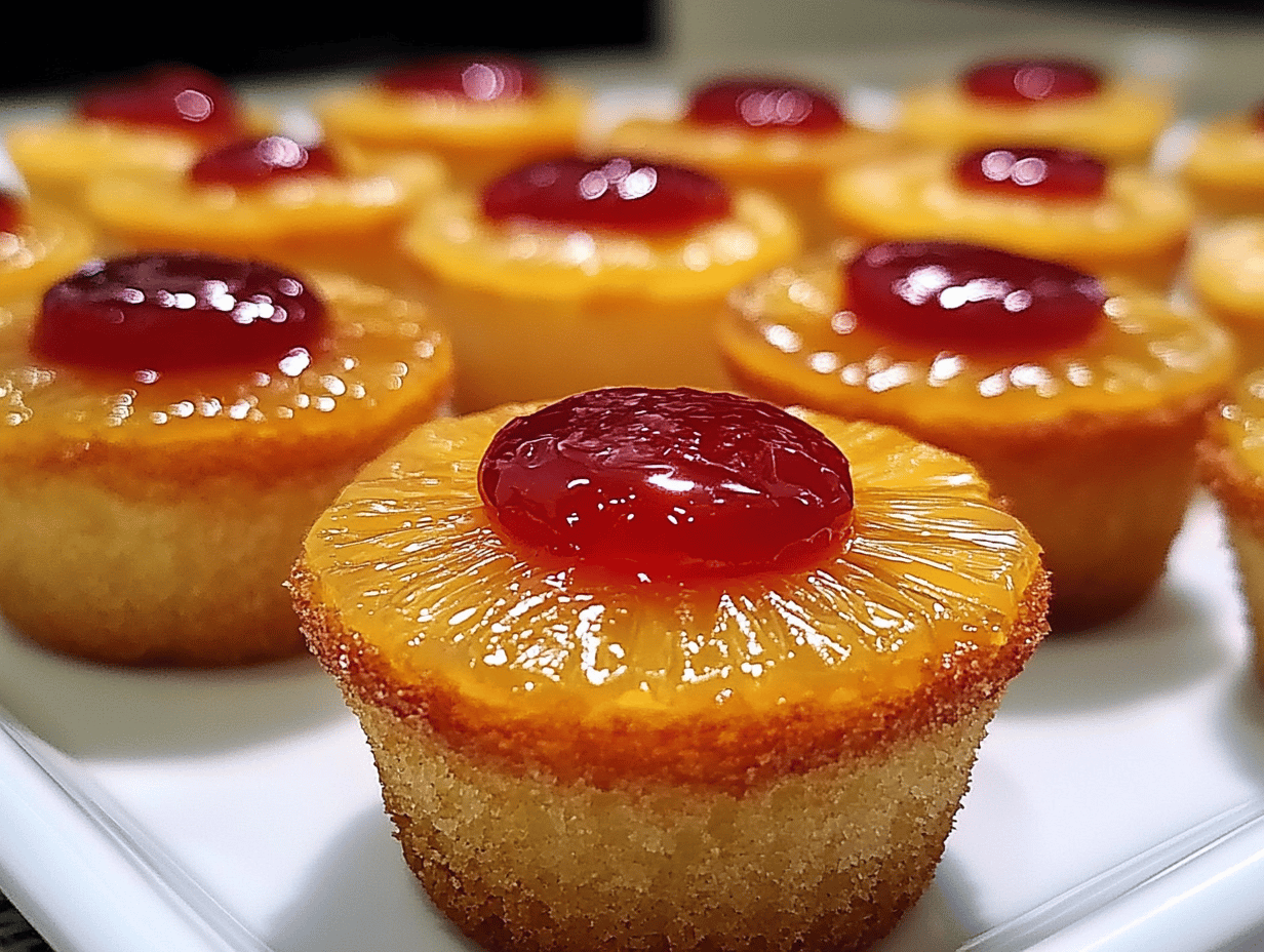Mini cupcakes de piña al revés