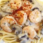 Espagueti con Camarones a la Crema